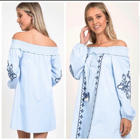 SALE! Love Riche Baby Blue Embroidered Dress - Picture 2 of 4